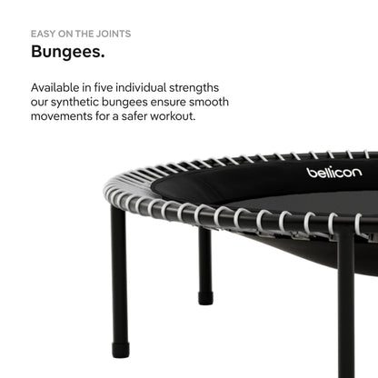 bellicon Mini Trampoline 49'' (Yellow) | Bungee Suspension up to 330 lbs | Indoor Fitness Rebounder for Adults | Foldable Legs