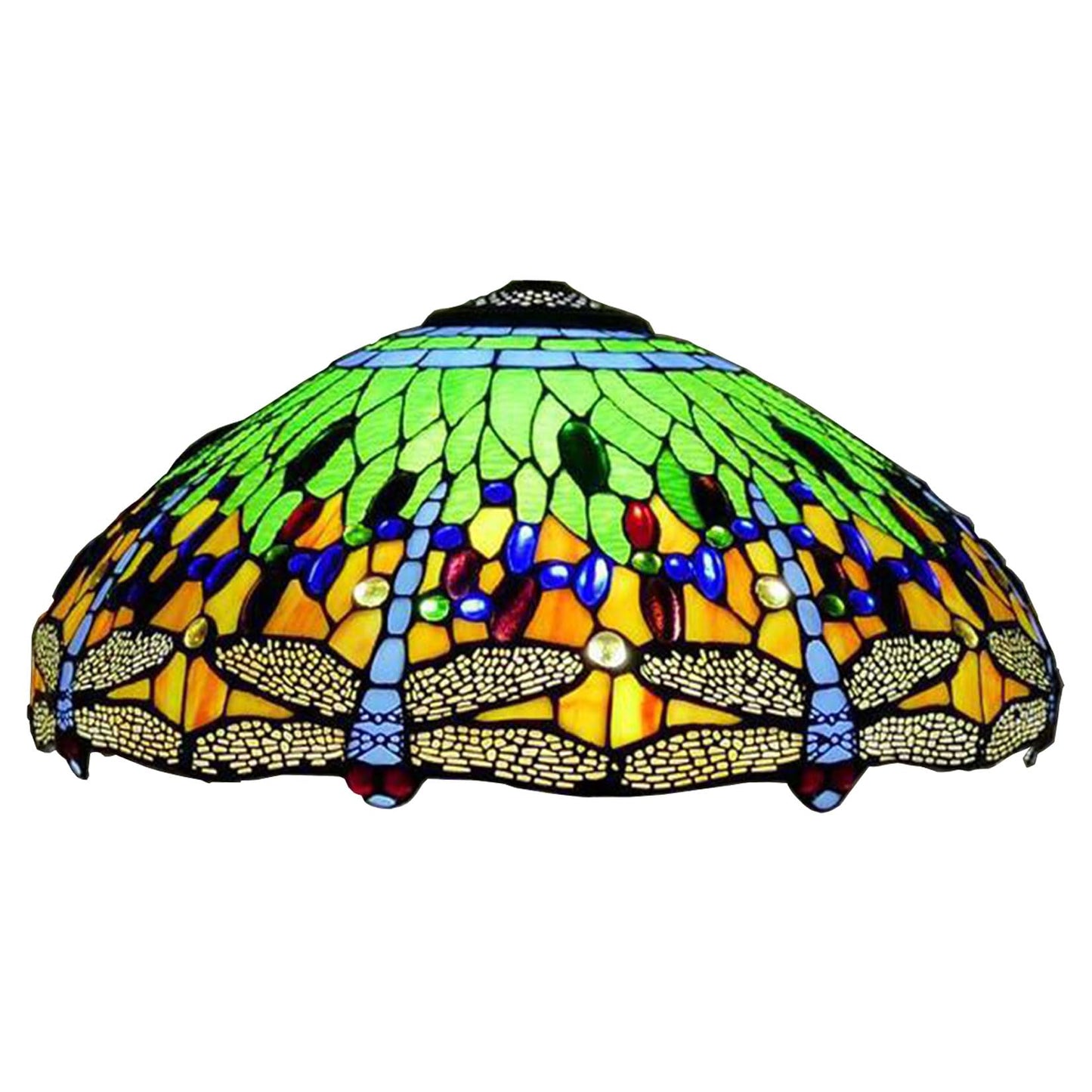 Errzom Dragonfly Lampshades Christmas Home Decor Green Blue Orange Lamp Shade Replacement Only 18 Inch Tiffany Style Stained Glass Table Lamp Pendant Light Floor Lamps Lampshade,Green