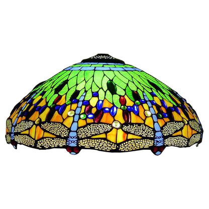 Errzom Dragonfly Lampshades Christmas Home Decor Green Blue Orange Lamp Shade Replacement Only 18 Inch Tiffany Style Stained Glass Table Lamp Pendant Light Floor Lamps Lampshade,Green