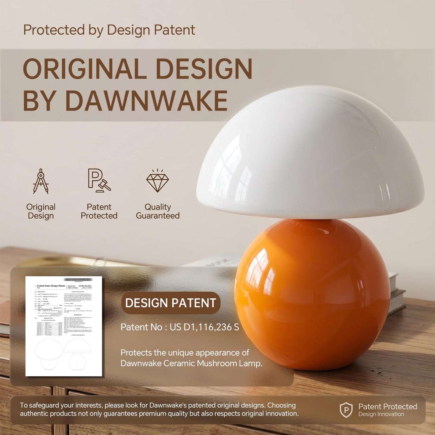 Dawnwake Mushroom Lamp Table Lamp for Bedroom,Desk Bedside Small Lamps for Living Room Night Stands,Mushroom Decor Cute Mini Modern Mid Century Lamps,Unique Aesthetic Home Living Room Decor(Orange)