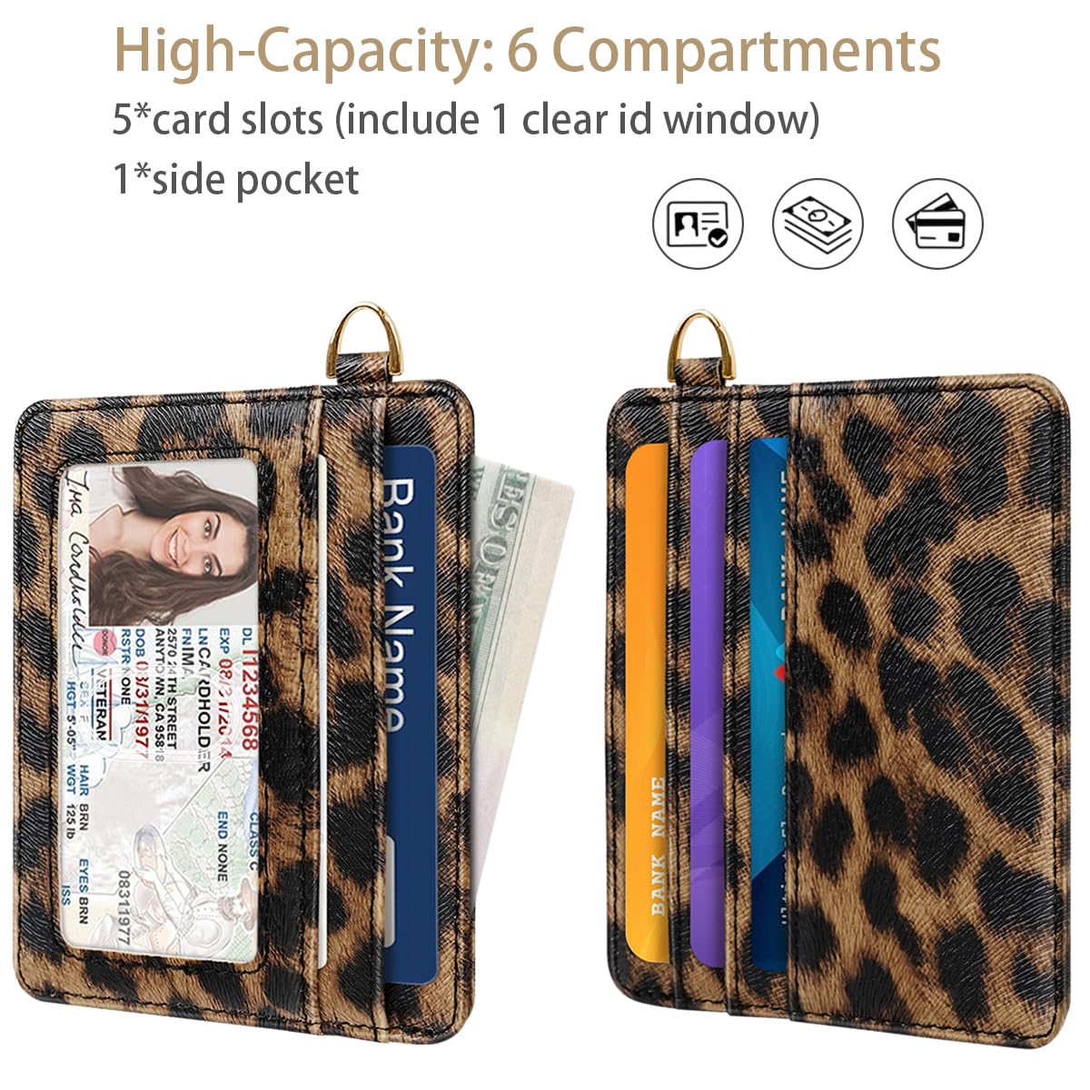 Simikol Slim Minimalist Pocket Credit Card Holder Wallet RFID Blocking Lightweight Thin Small Cute Card Cases,Leopard