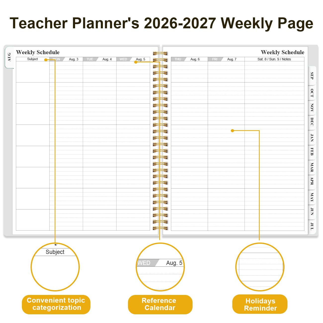 2026-2027 Teacher Planner, Lesson Planner from August 2026 - July 2027, Teacher Lesson Planner Book 2026-2027 for Teacher Class Schedule, Student Info & Weekly Planning, 8" x 10", Crushed Flower