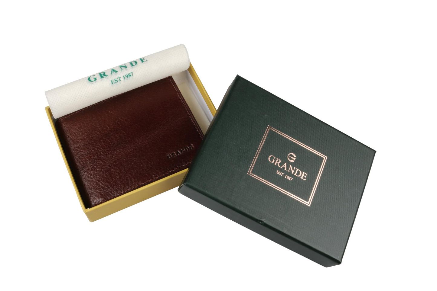 grande 1488 - Genuine Leather Bifold Classic Men Wallet with ID Window - Dark Brown