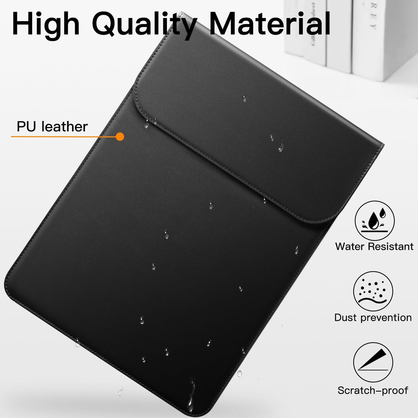 JETech Slim Laptop Sleeve for MacBook Neo (A18 Pro), MacBook Pro 14-Inch(M1-M5, 2020-2026), PU Leather Case with Magnetic Closure (Black