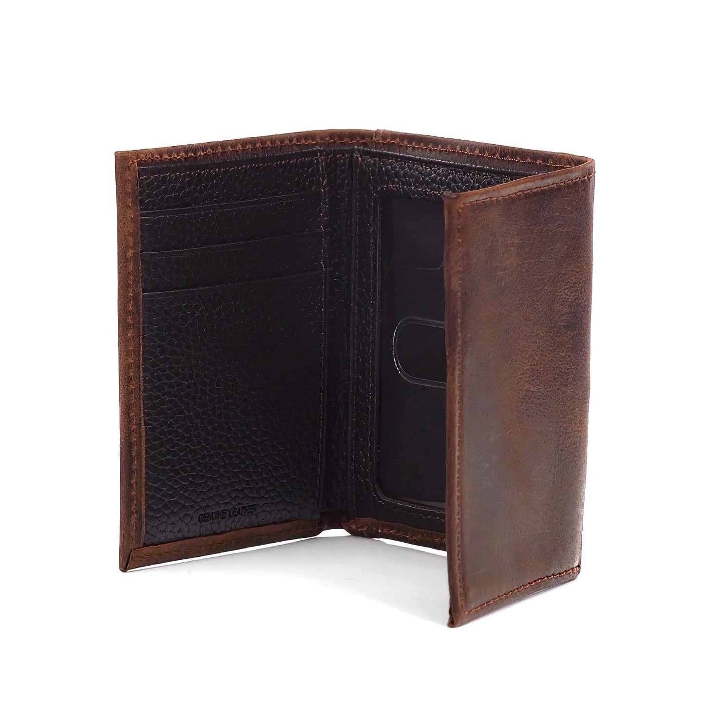 ARIAT Men's Distressed USA Flag Leather Trifold Wallet