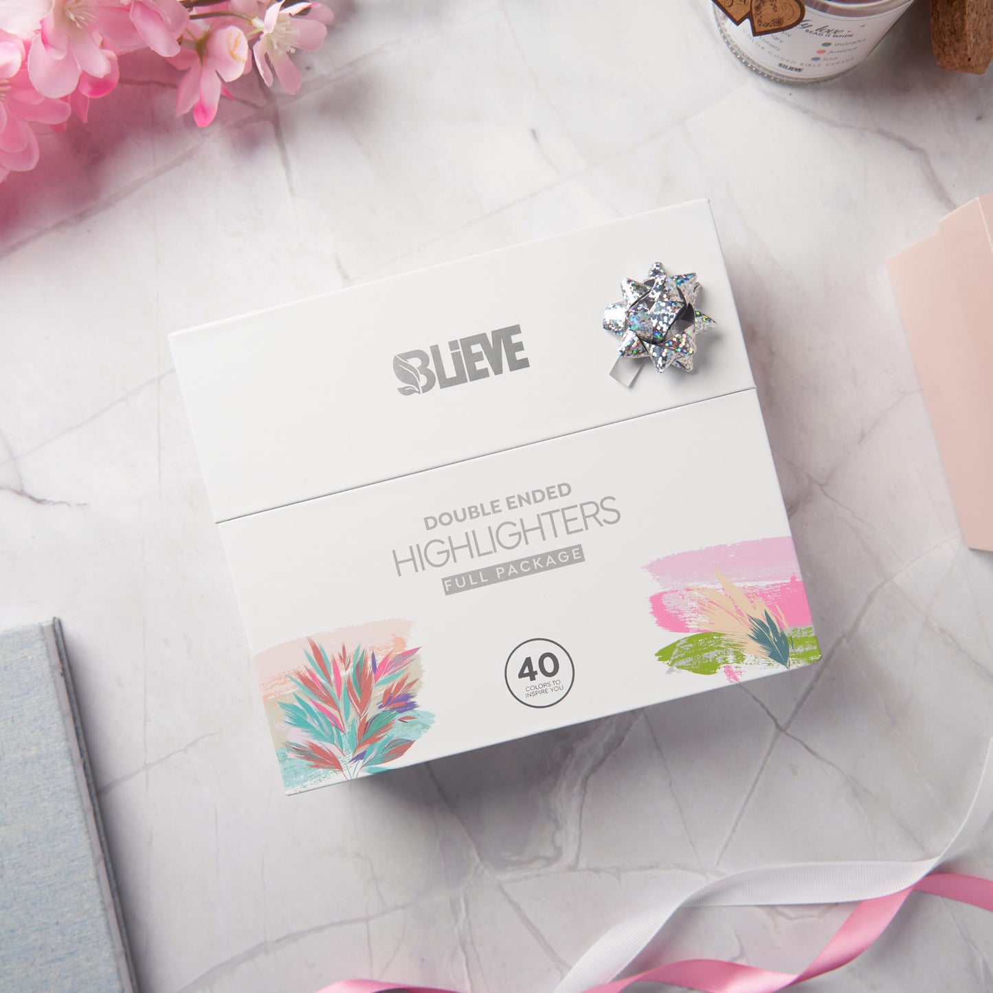BLIEVE Aesthetic Cute Highlighters No Bleed Through, Dual Tip Chisel & Fine Point, Pastel Colors For Bible & Journaling