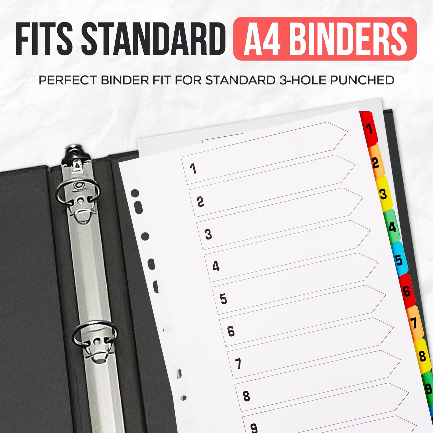 Binder Dividers with Tabs A4 10 Numbered | DIviders for 3 Ring Binder | for Organization Pages in 3 Ring Binder Dividers with tabs, Each Set Includes Tab Dividers - The Paper Shop (5)