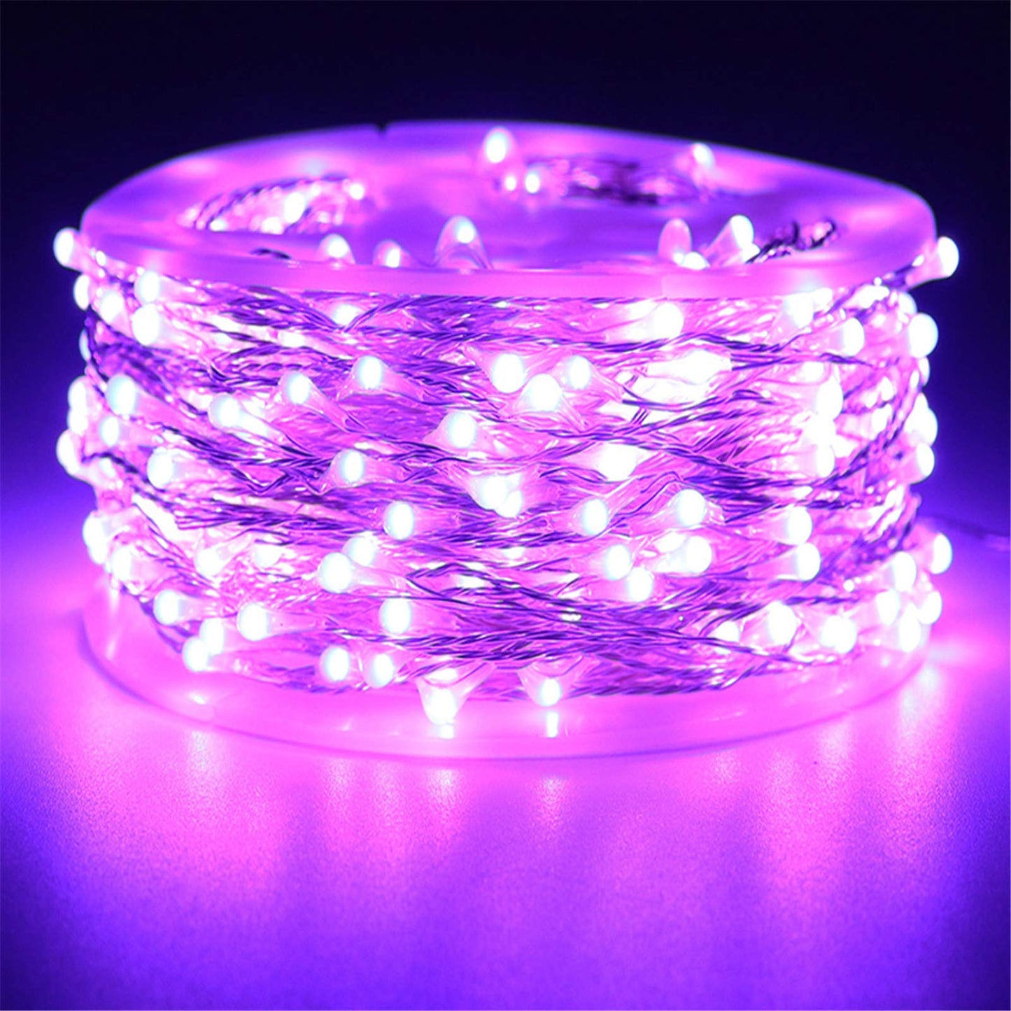 RUICHEN Dimmable Purple Fairy Lights Plug in, Waterproof Silver Wire 165 Ft 500 LED Starry String Lights with Remote for Christmas Halloween Party Bedroom Patio Garden