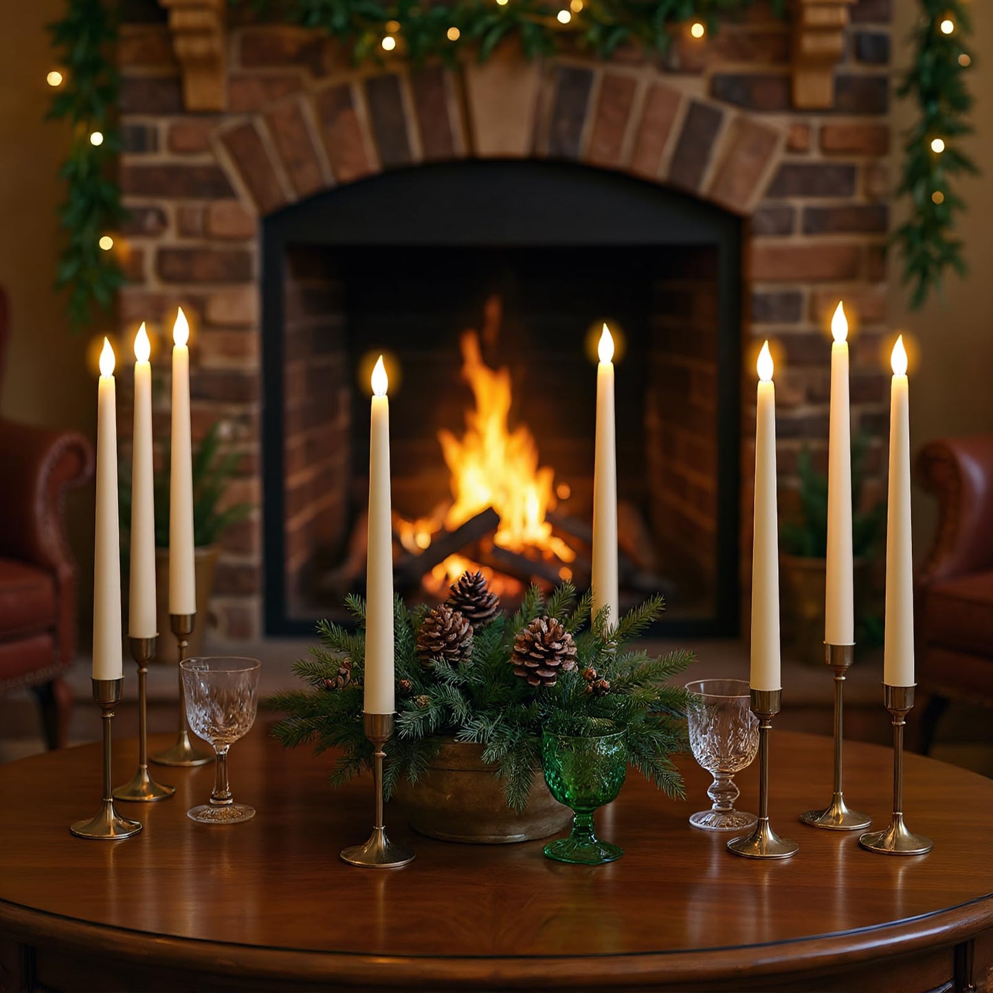 GenSwin 26 Pcs Flameless Taper Candles with 3D Wick, LED Taper Candles Battery Operated, Flameless Battery Candlesticks for Home Party Wedding Christmas Decor(Ivory, 0.78”x10.8”)