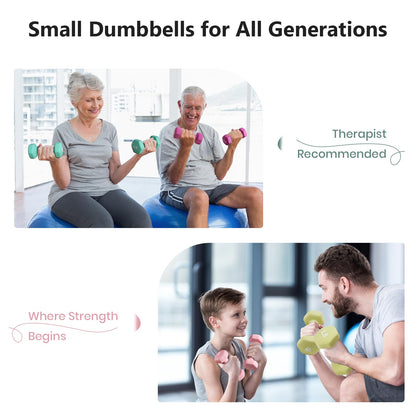 LIONSCOOL Neoprene Coated Dumbbell Weights (Sea 1lb Pair)