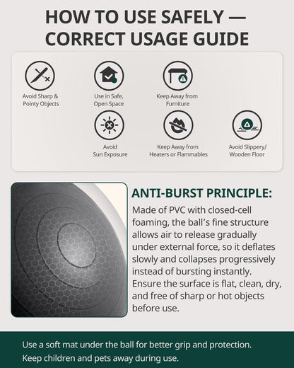 Trideer Extra Thick Yoga Ball Exercise Ball, 5 Sizes Gym Ball, Heavy Duty Ball Chair for Balance, Stability, Pregnancy, Quick Pump Included