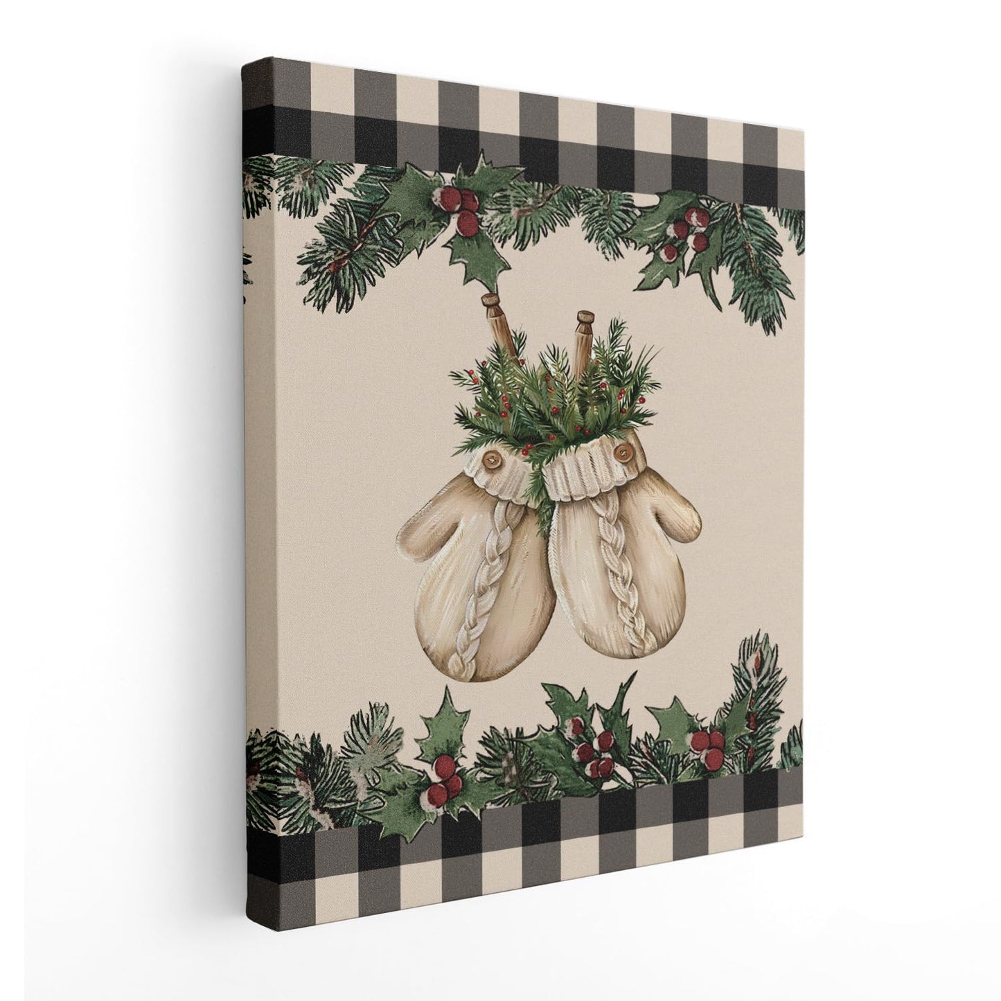Paperwhite Mittens Christmas Wall Art, Prints for Home Office, 11x14 Inch Framed