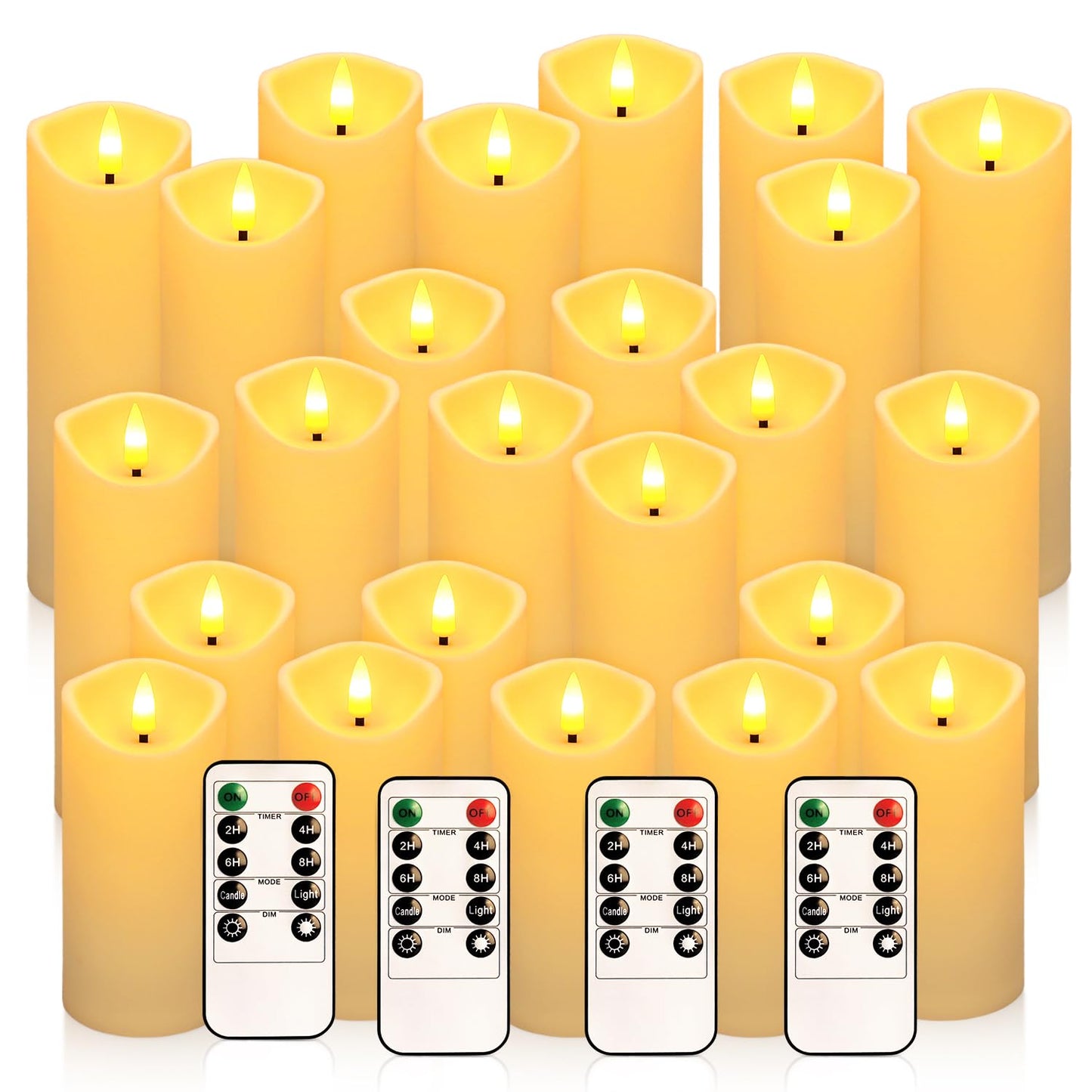 YOROXRG 24 Pack Christmas Decoration Flickering Flameless Candles, Battery Operated Candles,LED Candles for Home Decor,Wedding,Halloween,Birthday,Valentine'sDay (D2.2 xH 5" 6" 7" Ivory)