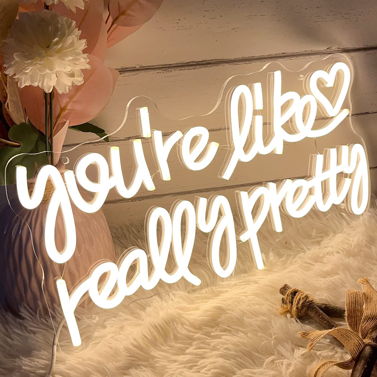 Neon Sign You're Like Really Pretty for Wall Decor Customized Led Neon Light Sign Personalized Birthday Marry Wedding Christmas Gift Sign Party Bedroom Bar Home Room (Warm White,40×22 CM)
