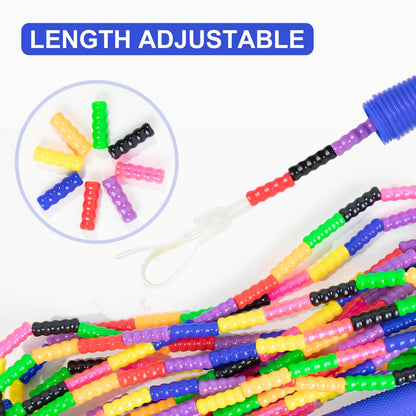 Double Dutch Jump Rope 16 Ft 2 Pack, Long Jump Rope for Kids Adults, Skipping Rope Soft Beaded Multiperson