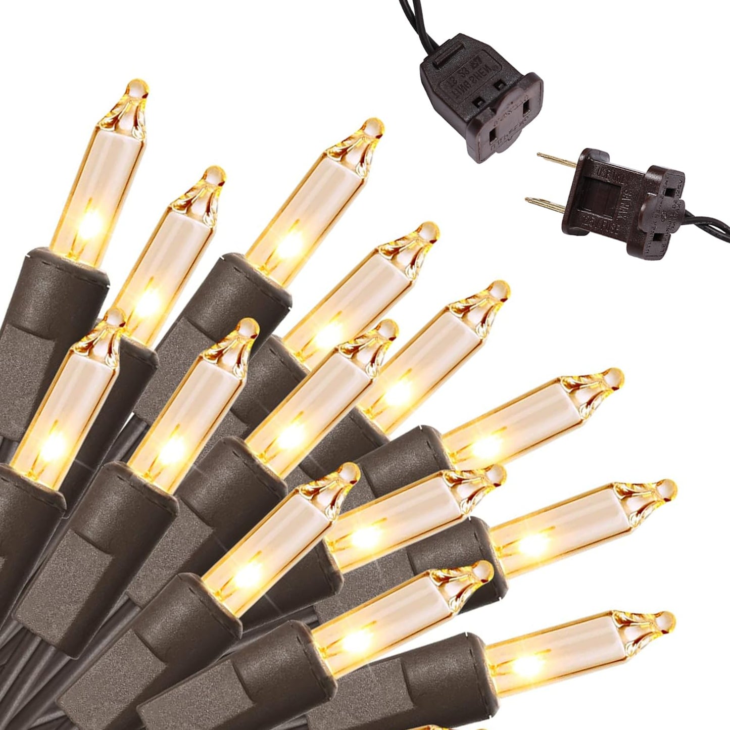 Afirst Brown String Lights, 21ft 100 Count Mini String Light on Brown Wire Cord UL Approved, Connectable Outdoor String Lights for Xmas Patio Home Party Garden Decor