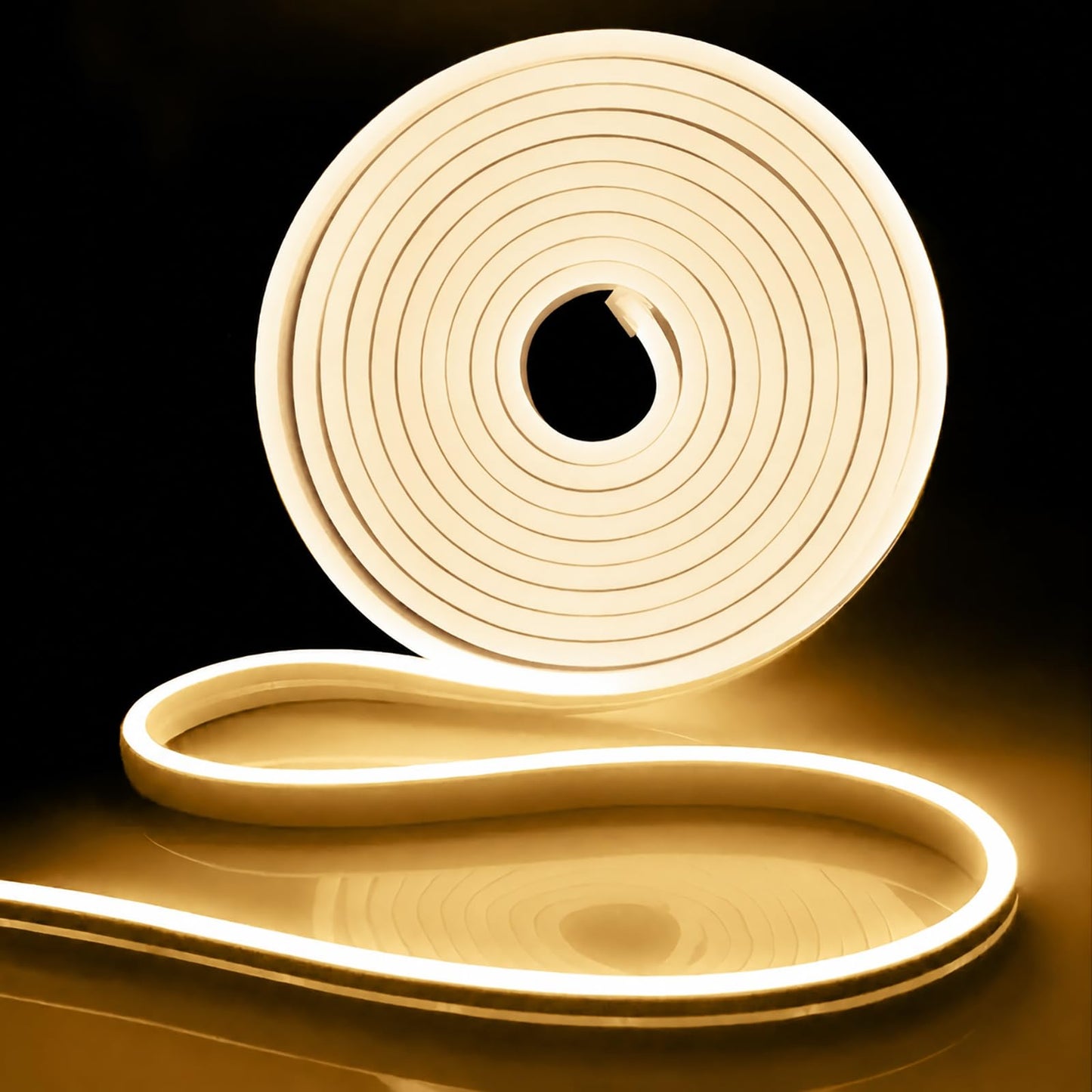 iNextStation Warm White LED Rope Lights 16.4FT/5M DC12V LED Strip Lights, IP65 Waterproof Silicone Neon Light Strip, Flexible Led Light Strip 0.98in Cut for DIY, Rope Led Lights for Bedroom(No Plug)