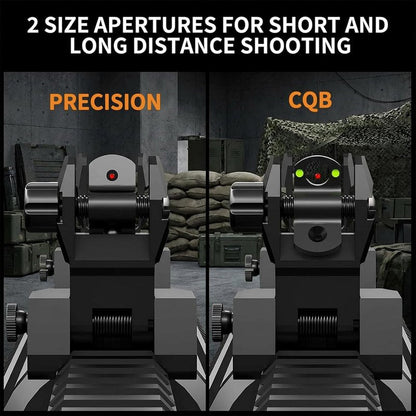 Fiber Optic Flip Up Iron Sight Set for Picatinny Rail - Low Profile Front & Rear Backup Sights with Red/Green Dots