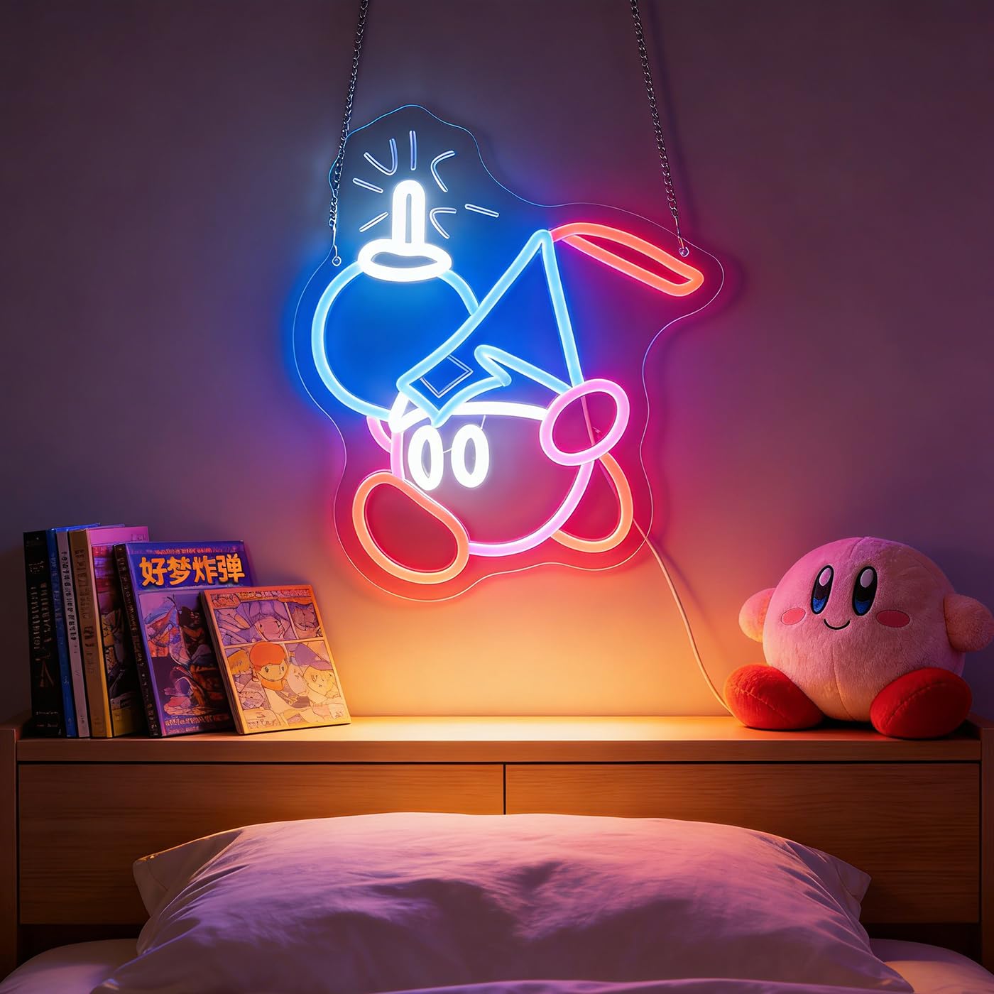 Gaming Neon Sign for Kids Bedroom Game Room, LED Anime Neon Sign Wall Art for Gaming Setup, Man Cave, Dorm or Bedroom Decor, Dimmable USB, Gift for Gamers Teens, Boys, Kids(bombboy)