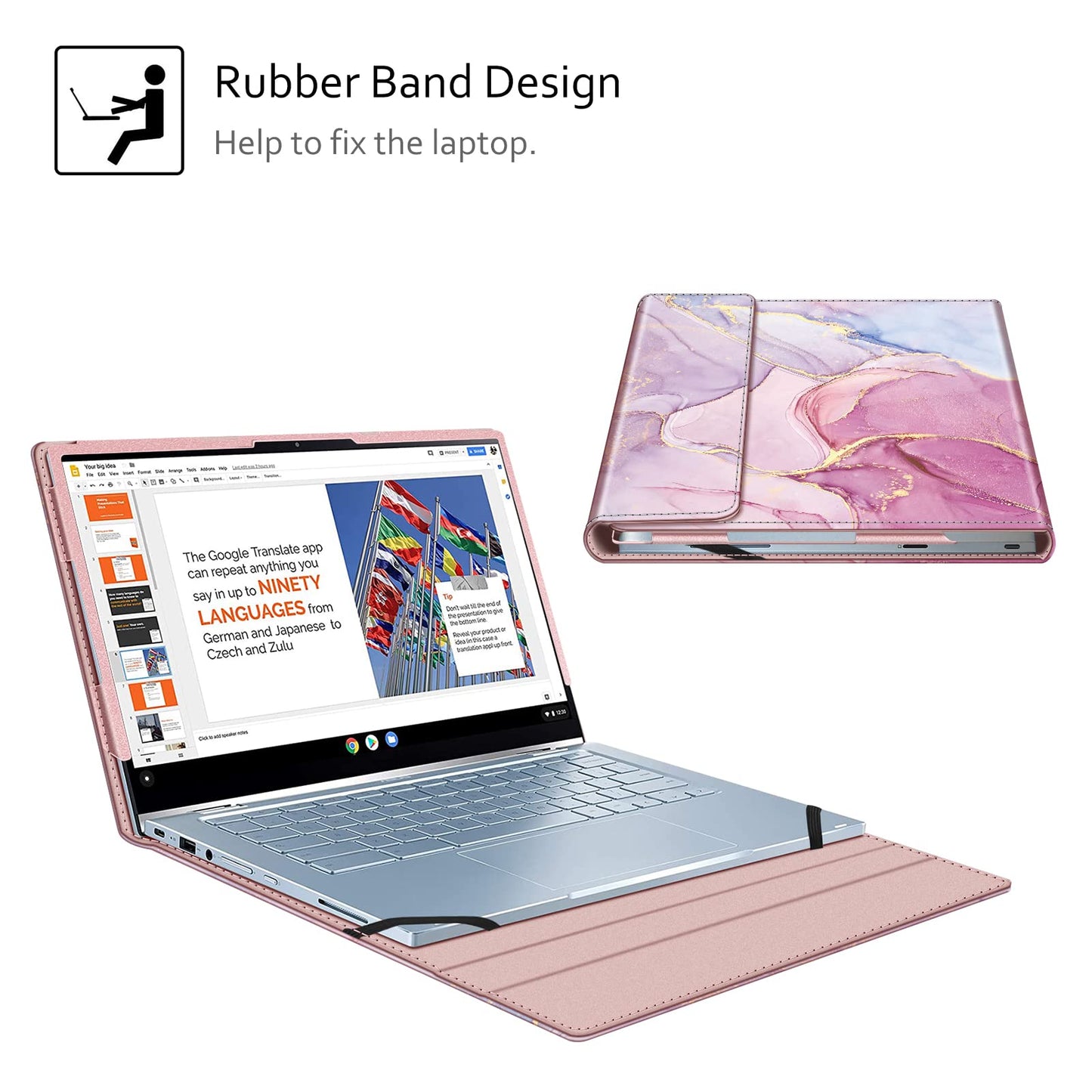 Fintie Sleeve Case for 14" ASUS Chromebook Flip C433TA / ASUS Chromebook C425 / Lenovo Yoga Slim 7 14IIL05 / Dell Latitude 7410 7420 - Premium PU Leather Portfolio Book Cover, Glittering Marble