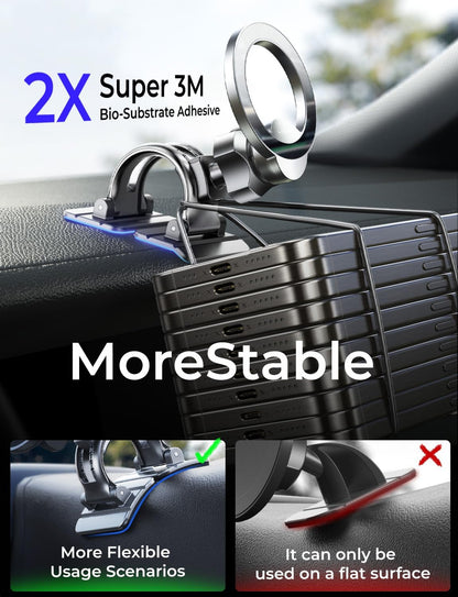 LISEN for MagSafe Car Mount iPhone 17 Car Accessories for Men Women Interior,Magnetic Phone Holder for Car [95% Increase Magnetic] Truck Vent Phone Mount 2X Mat Fit GPS iPhone 17 Pro Max Air 16 15