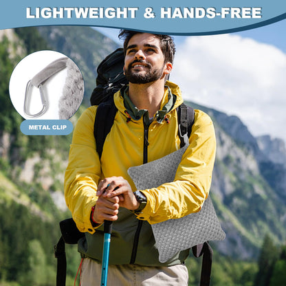Nenolix Travel Blanket Airplane Compact with Bag, Travel Essentials 3 in 1 Packable Airplane Blanket, Travel Pillow and Blanket Set, Inflatable Pillow, Luggage Sleeve & Backpack Clip (Light Grey)