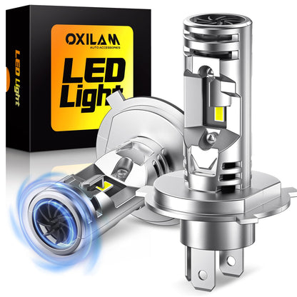 OXILAM H4 LED Bulbs 9003 HB2, 800% Bright Upgrade, CANbus Ready, Flicker-Free, 3 Min Install, 6500K Cool White Light, Pack of 2