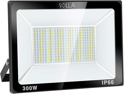 SOLLA 300W LED Flood Light Outdoor, 1600W Equivalent, 24000LM Super Bright Arena Lights, IP66 Waterproof, 6000K Daylight White, LED Commercial Lights for Sports Fields and Counts