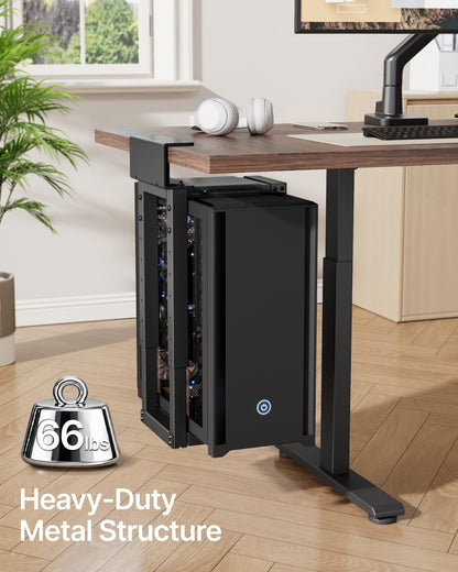 monTEK 66 LBS Heavy-Duty Under Desk PC Mount, Adjustable No-Drill PC Mount with Protective Pads,16.1"-25.6" H, Ideal for Office Home Classroom, Black