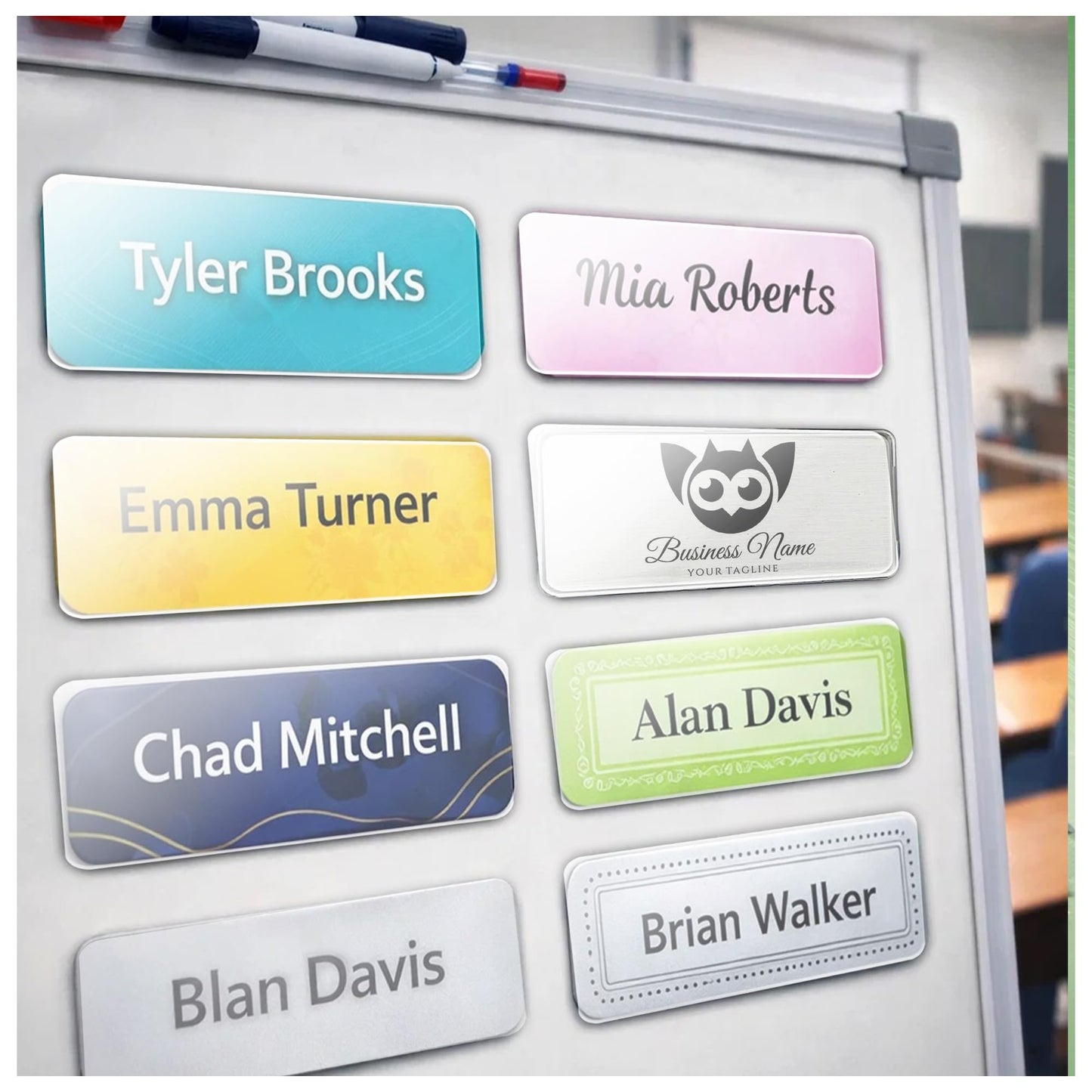 CiLoN 10 Pack Engravable Magnetic Name Badge Holder + Clear Acrylic Cover.