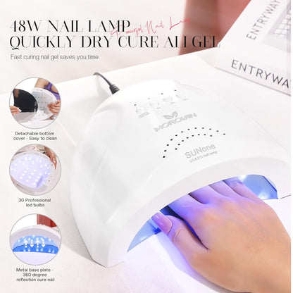 Morovan Poly Gel Nail Kit: Starter Kit 8 Pcs Poly Nail Gel Kit with U V Lamp 48W Complete Poly Gel Kit for Beginners with Everything Professional