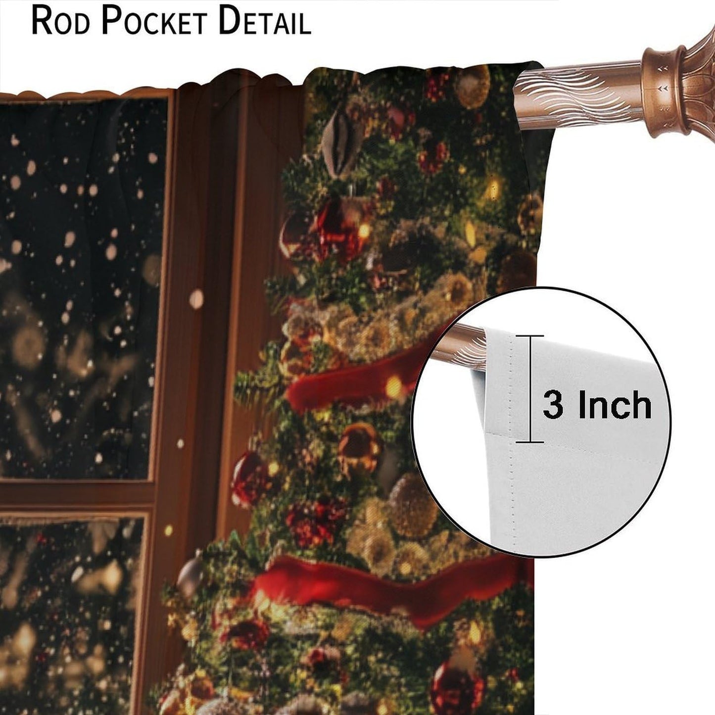 Merry Christmas Curtain Christmas Tree Gift Sled Winter Holidays Snowflake for Living Room Bedroom Decor Window Drapes 42" W X 45" L