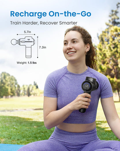 RENPHO Massage Gun Deep Tissue, Portable Percussion Massager for Back and Neck, Gifts for Men and Women, Handheld Device with Carry Case, Active Green