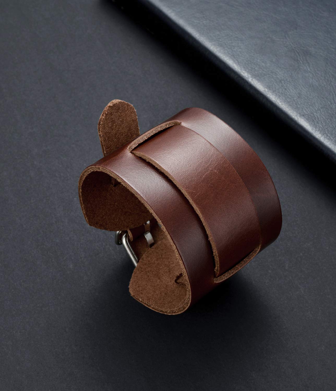 Tornito 3Pcs Genuine Leather Bracelet Braided Biker Cuff Strap Punk Wide Belt Bangle Wristband For Women Men Black Brown Size Adjustable