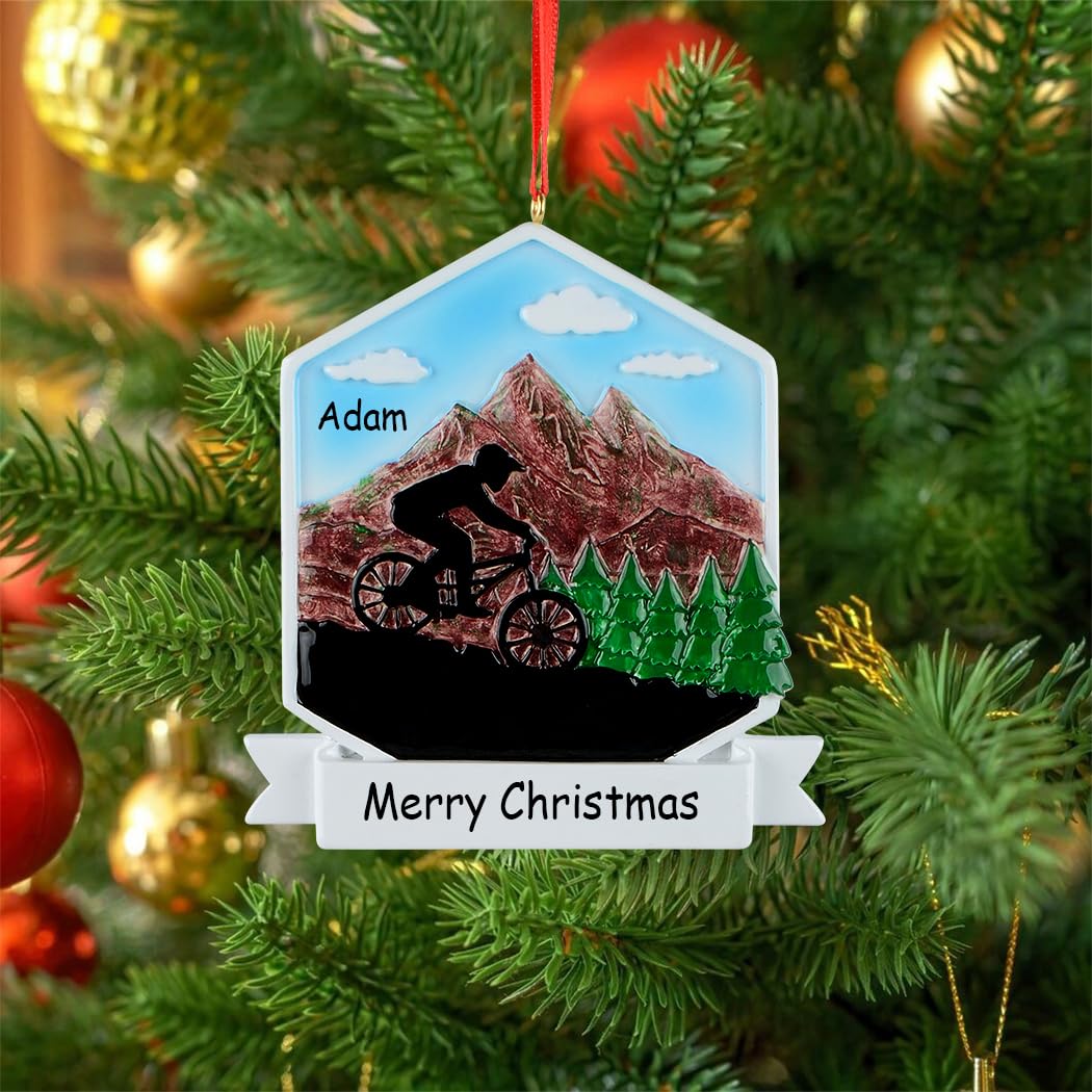 Personalized Mountain Bike Christmas Ornament - Christmas Tree Decoration - Family Christmas Keepsake, Holiday Decor for Families
