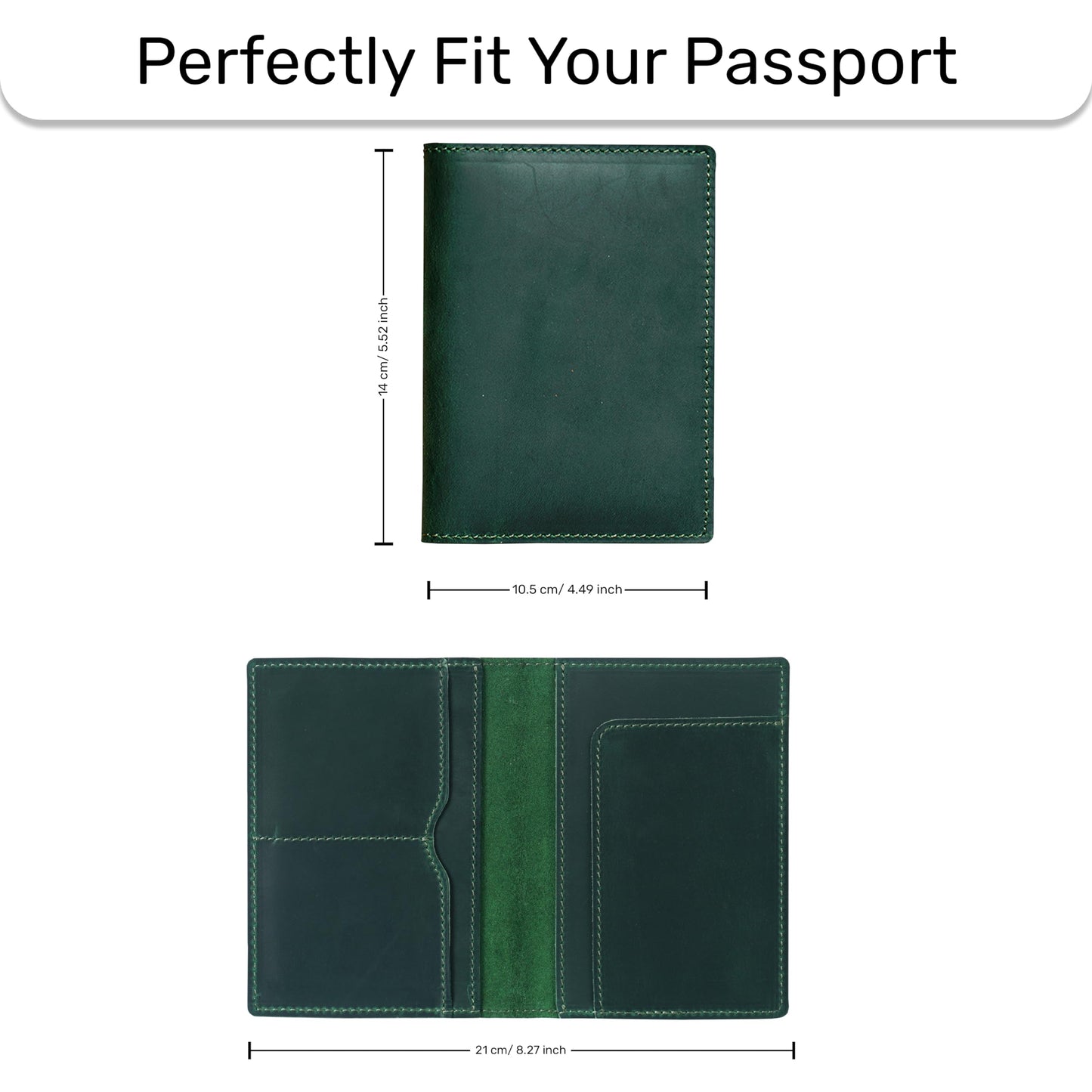 HIFA Leather Passport Holder, Handmade Passport Cover with Card and Ticket Slot - Genuine Leather, Elegant Design, Easy Access - Passport Case, Passport Wallet, Passport Holder