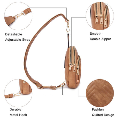 Telena Crossbody Sling Bags for Women, PU Leather Fanny Packs Cross Body Bag for Woman
