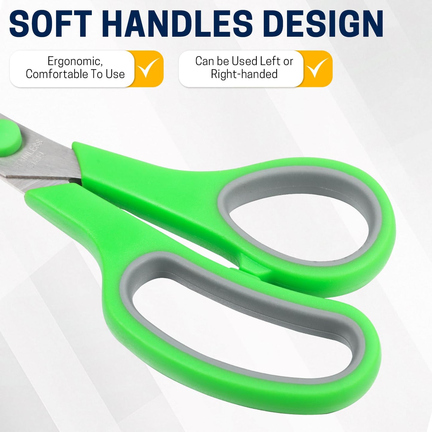 BURVAGY 8" 10 Pack All Purpose Heavy Duty Scissors- Comfort-Grip Sharp Scissors for Office School Sewing Fabric Craft High/Middle School Student Teacher Scissor, Right/Left Hand