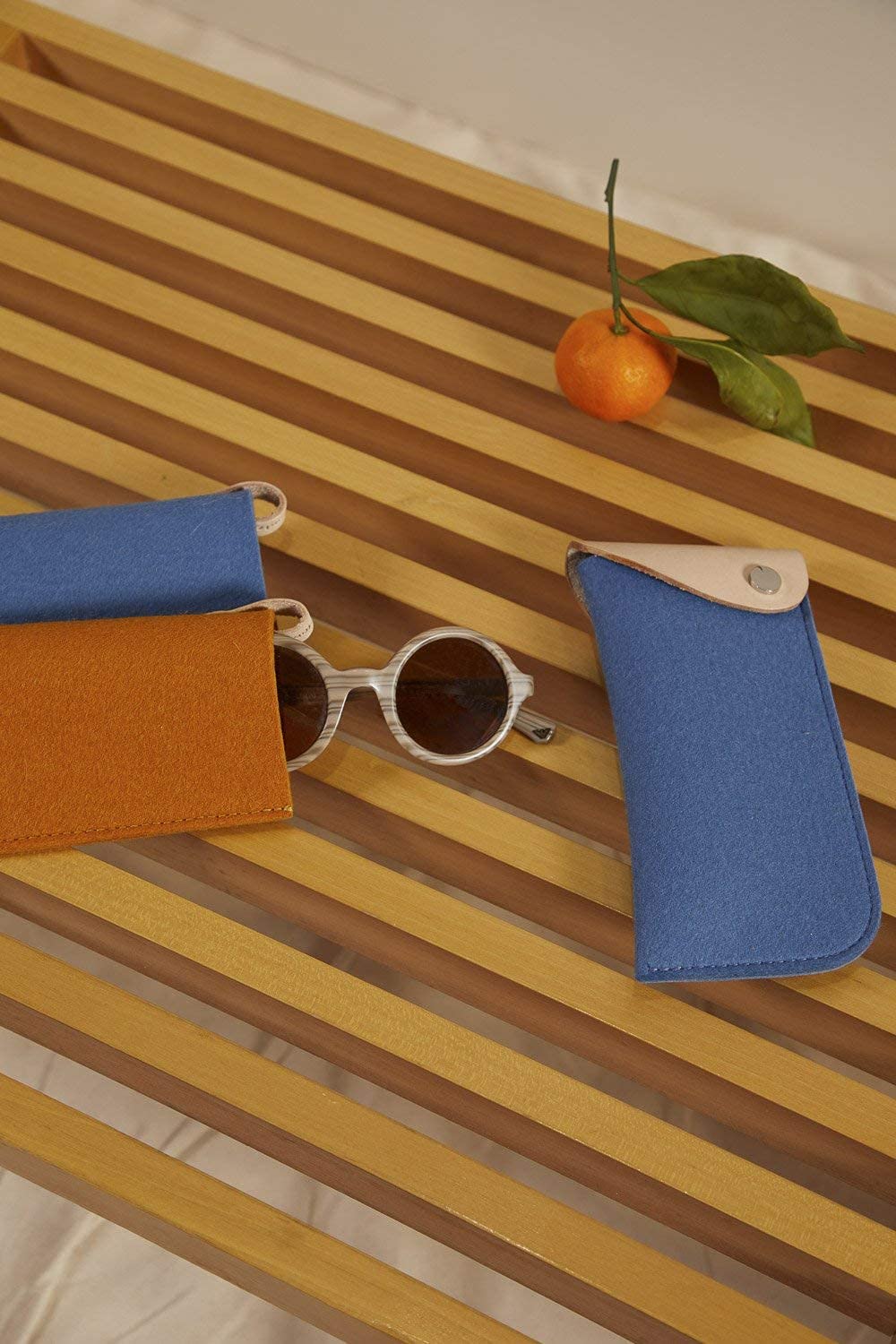 Graf Lantz Eyeglass Sleeve - 100% Merino Wool and Leather - Protective, Scratch Free Material (Charcoal)