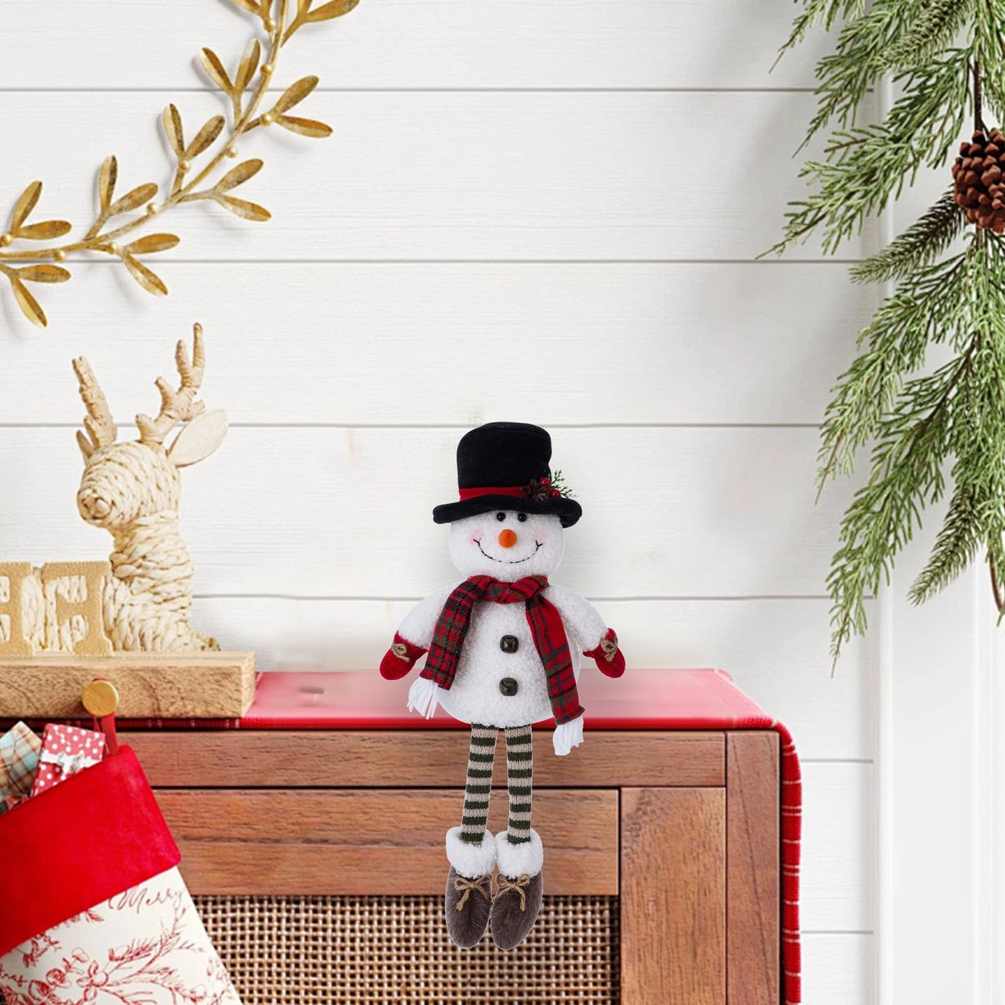 Heyaner Christmas Gnomes Decorations for Home Snowman Figurine Plush Handmade Christmas Table Sitting Decor Winter Ornaments for Holiday Party Gifts