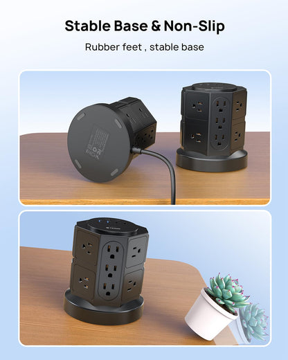 TROND Tower Surge Protector Power Strip with 14 Widely Spaced Outlets, 4 USB Ports(2 USB C), 2100J Surge Protection, 6 Feet Extension Cord with Multiple Outlets, Office Desk Supplies, Dorm Essentials