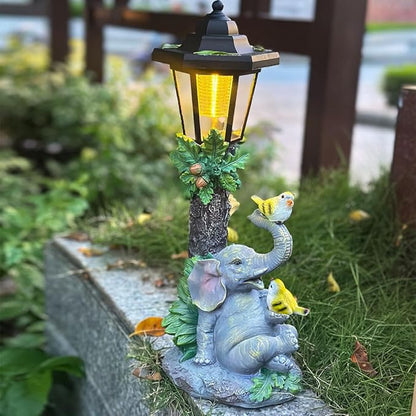 Solar Elephant Garden Statue, Outside Elephant Statue with Lantern Perfect for Balconies, backyards, or lawns—A Unique Birthday or Housewarming Gift for Women, Mothers, or Grandmothers