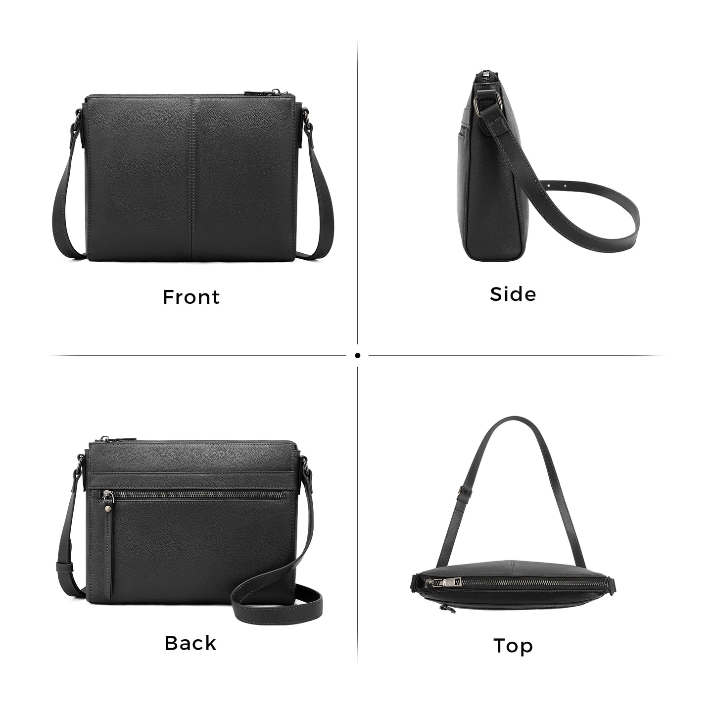 Morriloom Genuine Leather Crossbody Purses for Women Travel Small Cross body Bag with Built in RFID Wallet Adjustable Shoulder Handbags