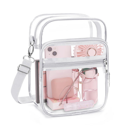 Blvornl Clear Crossbody Bag with Adjustable Shoulder Strap, Stadium Approved PVC Purse Bag, Messenger Bag