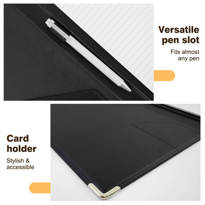 Tiankool Padfolio Portfolio Binder – Thickened Business Folder for Interview Resumes, Legal Documents | Notepad Not Included,Durable, Black