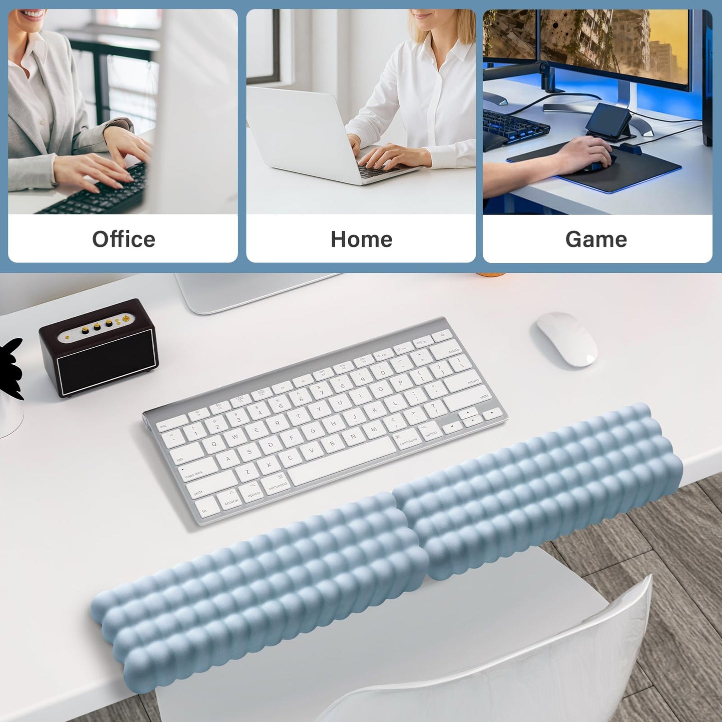 MOSISO Arm Rest for Desk, L-Shaped Desk Elbow Pad for Desk, Spherical Memory Foam Elbow Pads with Non-Slip Base, 2 Pcs Ergonomic Massage Desk Edge Cushion & Wrist Rest for Computer Keyboard, Blue