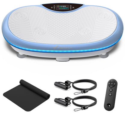 MERACH Vibration Plate Exercise Machine, 4D Whole Body Workout Vibrating Platform for Lymphatic Drainage Weight Loss Muscle Activation, Home Fitness Equipment with Bluetooth Light Pull Cord