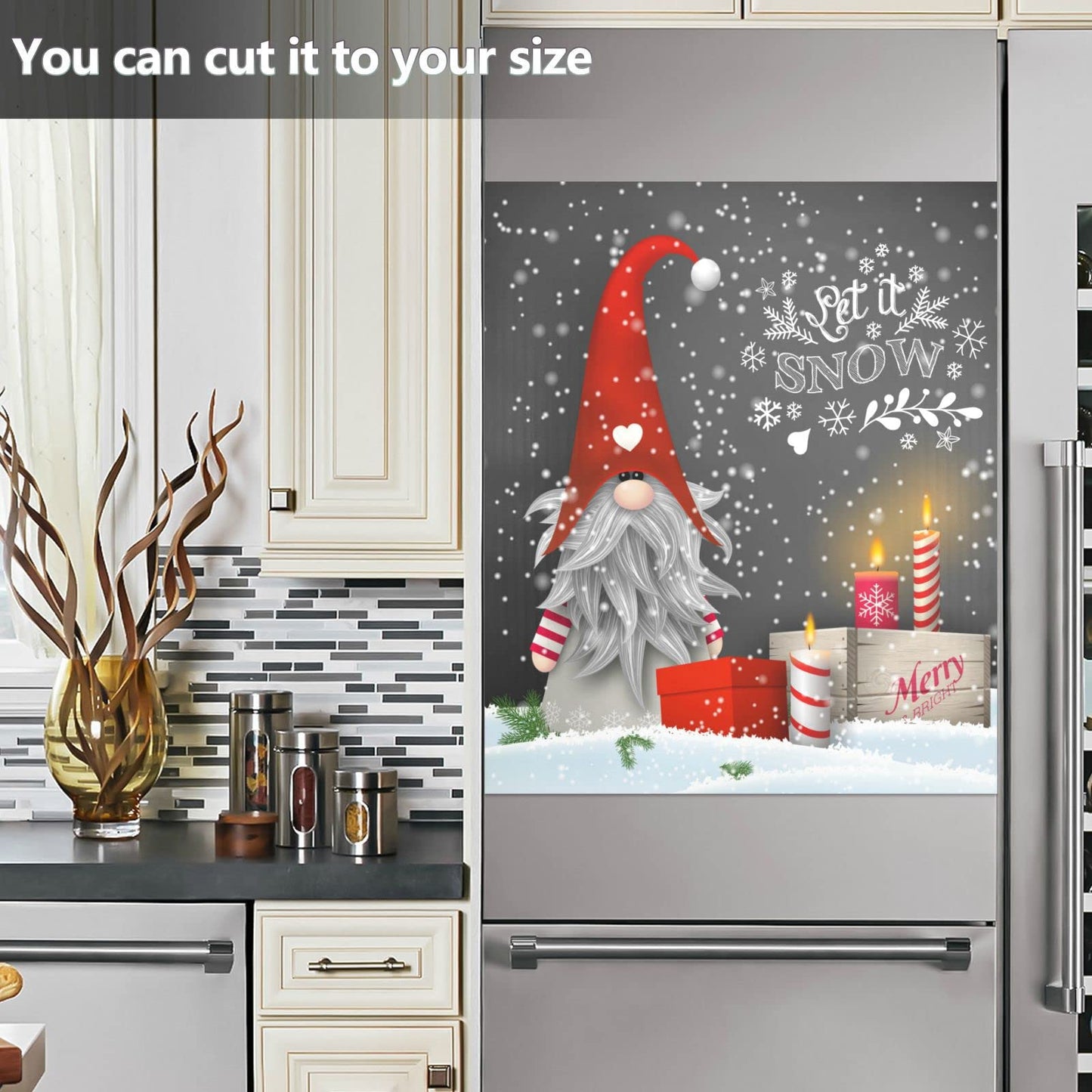 Kigai Christmas Gnome Dishwasher Magnet Cover, Kitchen Fridge Door Panel Magnet Sticker Appliance Wash Machine Magnet Cover 23 x 26 Inch