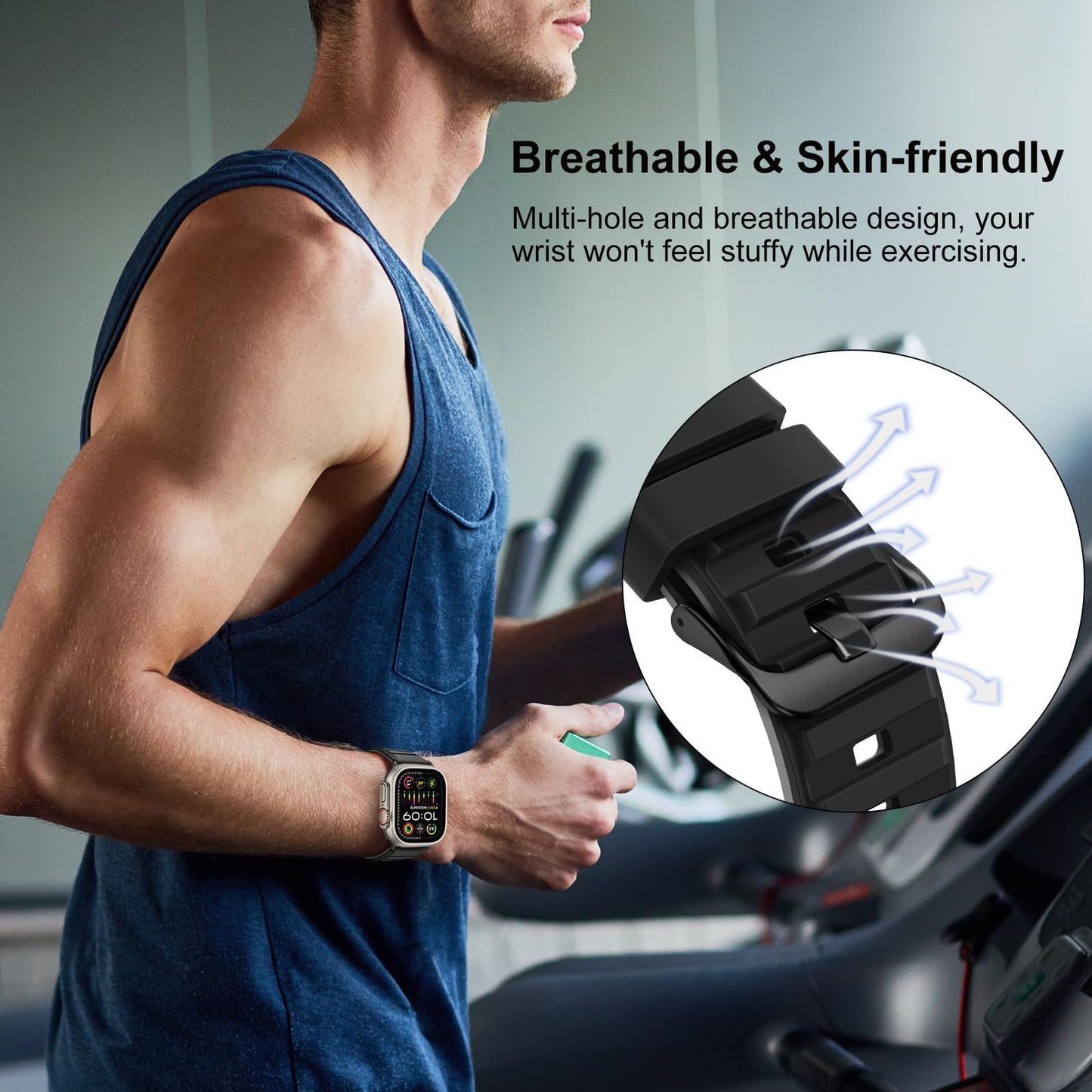 Suphart Bands Compatible with Apple Watch Band 49mm 46mm 45mm 44mm 42mm for Women Men Soft Silicone Sport Strap Designed for Apple Watch Ultra 2 Ultra SE Series 10 9 8 7 6 5 4 3 2 1, Black Grey