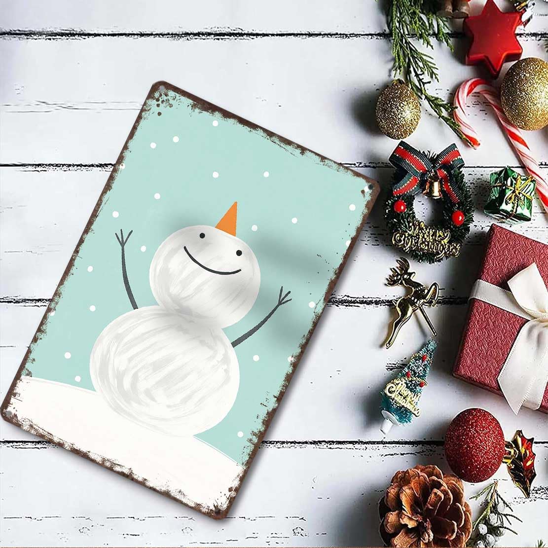 Vintage Christmas Metal Sign 8X12inch-Non Glare Matte Finish Tin Poster for Clear Viewing